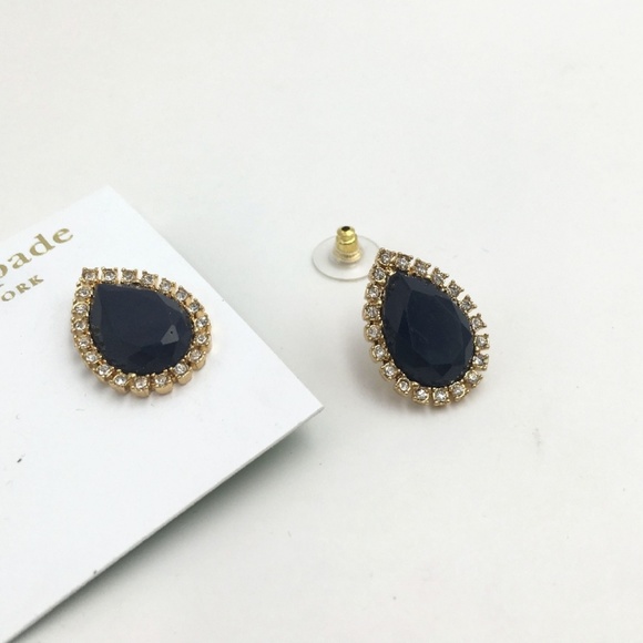 Kate Spade KS Pave Teardrop Navy Balloon Earrings - Picture 7 of 8